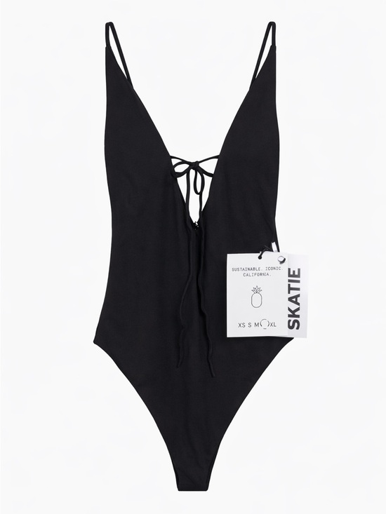 Skatie Other - Skatie Black One Piece Swimsuit Size L NWT Plunge Backless
